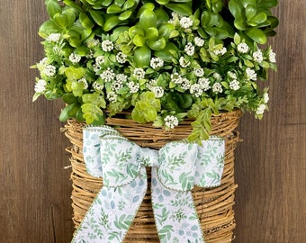 Handmade Year Round Greenery Basket Door Hanger