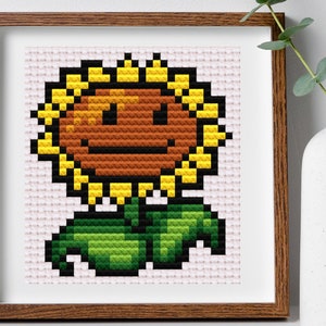 Plants vs zombies - Sunflower cross stitch pattern - instant PDF download