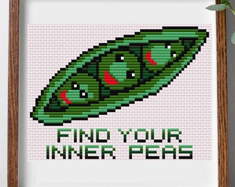 Find your inner peas - fun cross stitch pattern - instant PDF download
