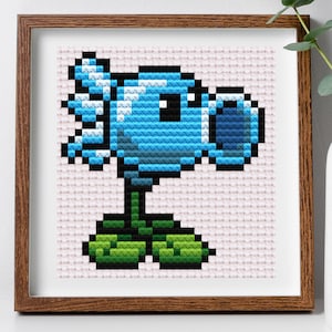 Plants vs zombies - Snow Pea cross stitch pattern - instant PDF download