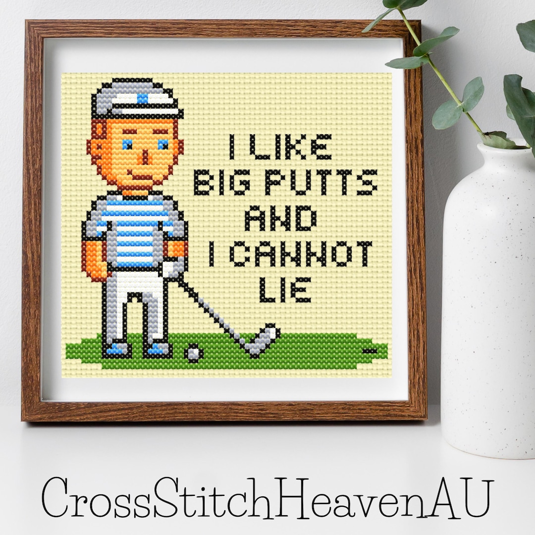 Fun Golf Pattern Funny Golf Cross Stitch Pattern: Big Putts Pun (PDF Download) - Etsy