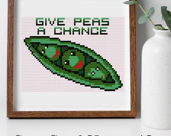 Give peas a chance - fun cross stitch pattern - instant PDF download