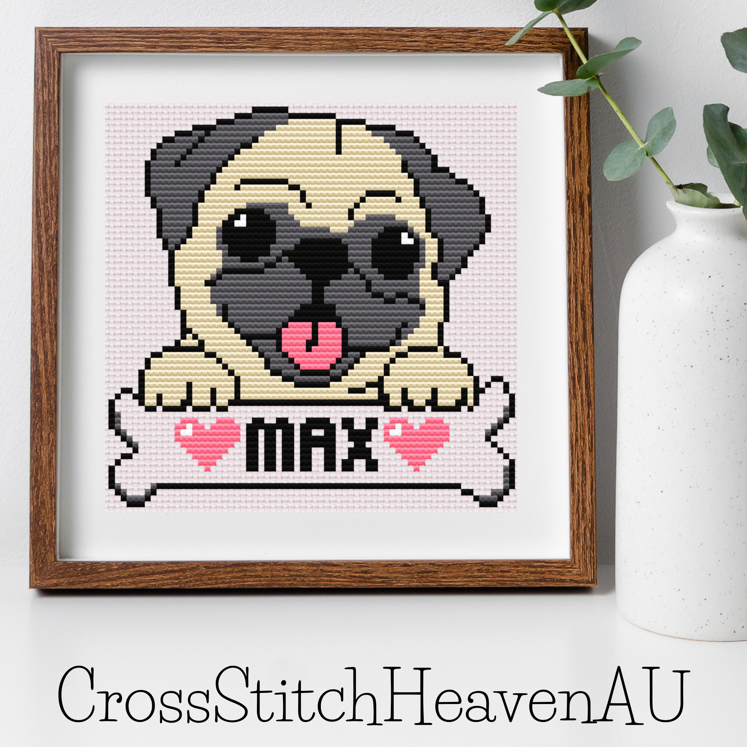 Custom Pug Name Alphabet Included Cross Stitch Pattern Instant PDF ...