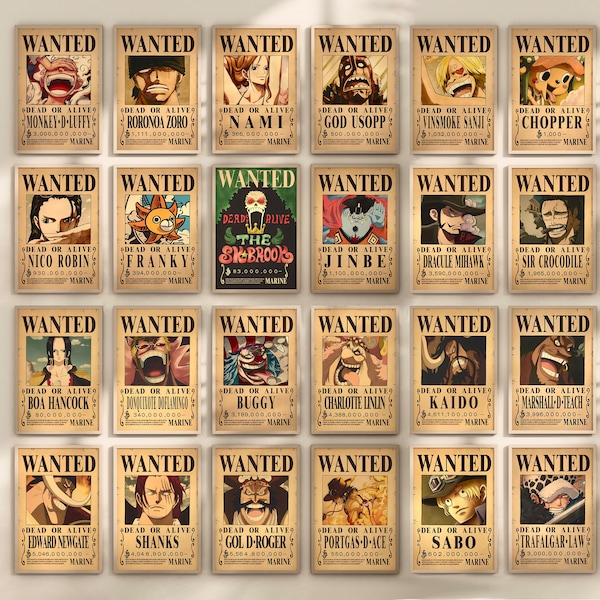 25+ Wanted Poster One Piece 10K 300dpi JPG BUNDLE | High Quality Instant Digital Download | Japan Art Printables Anime/Manga Home Decor Gift