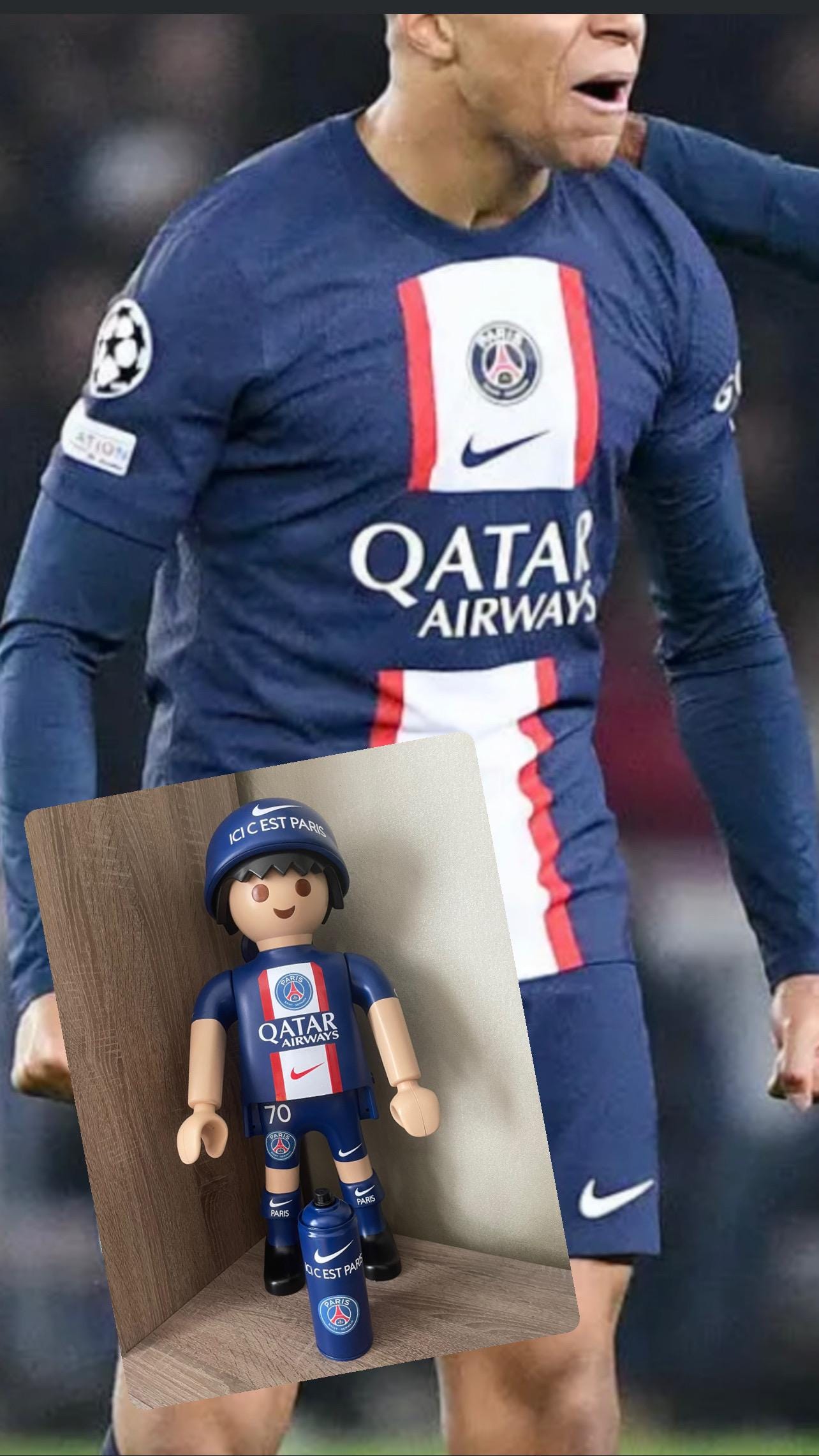 プレイモービル　playmobil XXLフィギュア Playmobil XXL Blue Figure Footballer Football Fan Team PSG