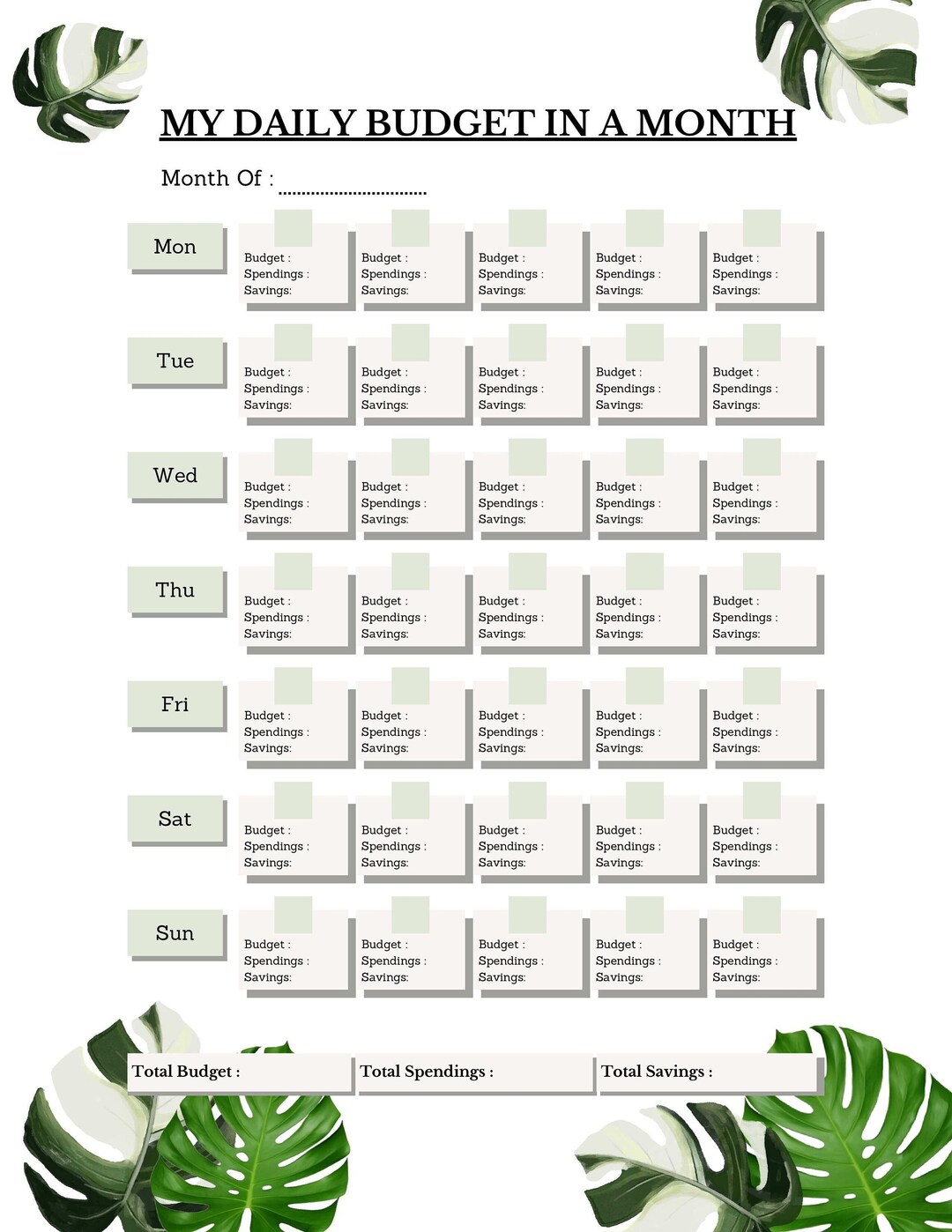 Daily Budget Planner, EDITABLE Daily Template, PDF Printable Paycheck ...