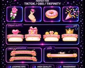 TikTok Streamer Overlay Pack  Animated Alerts & GIF Reactions OBS/ Tikfinity Compatible