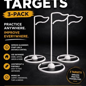 Golf Putting Targets (3-Pack) | Putting Practice Aid for Alignment & Distance Control | Indoor Golf Training Aid, Portable Golf Gift