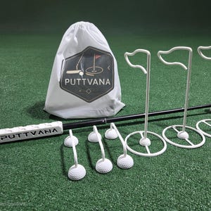 TrueLine Training Bundle – Premium Golf Putting Practice Set by Puttvana | Retractable Putter, 3 Cups, 3 Gates & Travel Bag