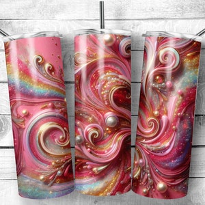 Rainbow Tumbler Wrap Marble Neon Colors and Gold Glitter 20oz Tumbler Sublimation Design PNG, Alcohol Ink Tumbler PNG File Seamless Tumbler