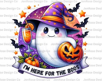 Cute Halloween ghost png, Halloween png, coffee png, bougie png, bougie ghost, here for the boos, bats png, mug png, Trending png, pod, dtf