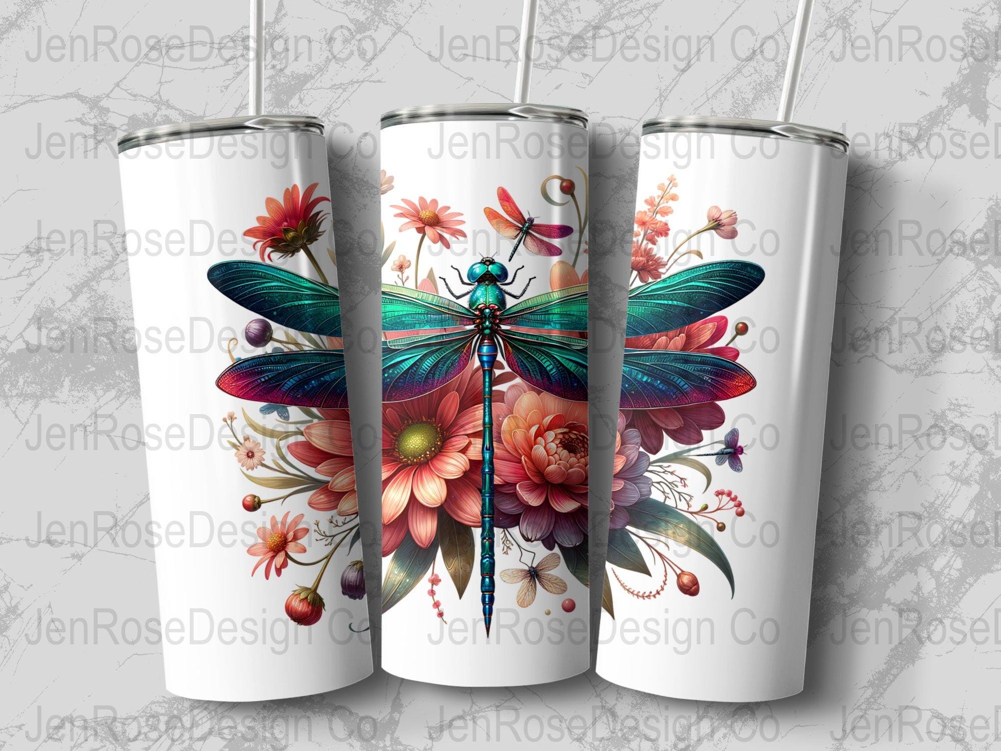 Watercolor Dragonfly Floral Clipart Sublimations Bundle, Insect PNG ...