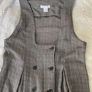 grey plaid pinafore dress Handmade Wool Pinafore Dress Gray Sleeveless Midi
