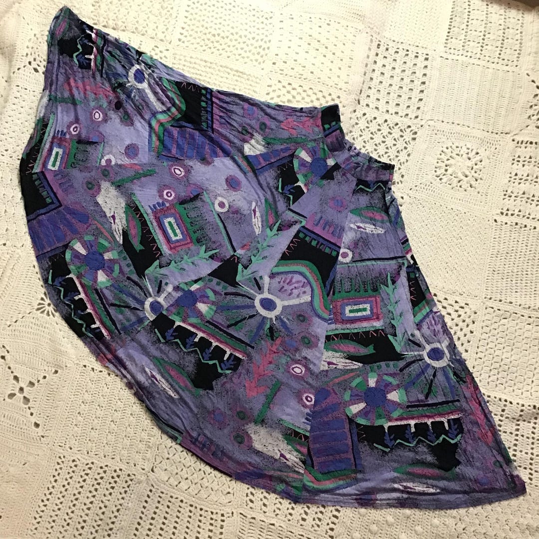 Vtg Flowy George Georgiou Geometric Circle Skirt XS - Etsy