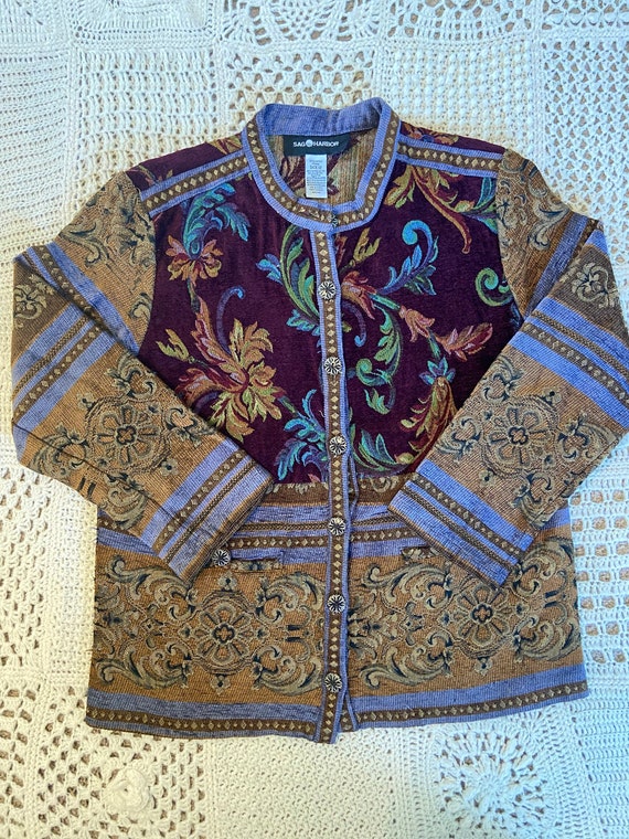 90s Funky Purple Tapestry Jacket Coat Boho Hippie 