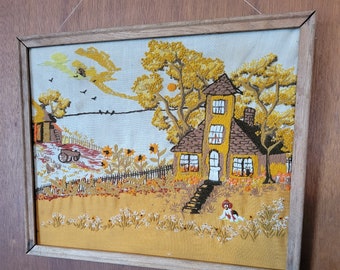A place in the sun crewel embroidery