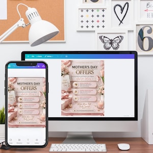Mother's Day Offers Canva Template For Beauty Professionals & Salons, Booking Flyer Social Media Post, Canva Editable