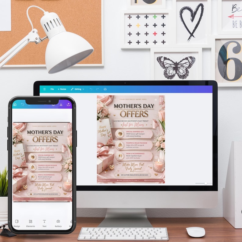 Mother's Day Offers Canva Template For Beauty Professionals & Salons, Booking Flyer Social Media Post, Canva Editable