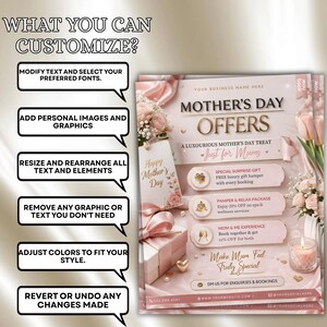 Mother's Day Offers Canva Template For Beauty Professionals & Salons, Booking Flyer Social Media Post, Canva Editable