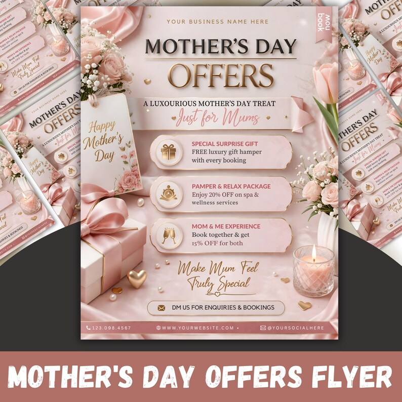Mother's Day Offers Canva Template For Beauty Professionals & Salons, Booking Flyer Social Media Post, Canva Editable
