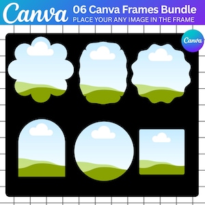 Canva Frames Bundle, 6 Editable Photo Frames for Canva, Organic Shape Frame Set, Canva Elements Pack, Scrapbook Frames, Digital Download