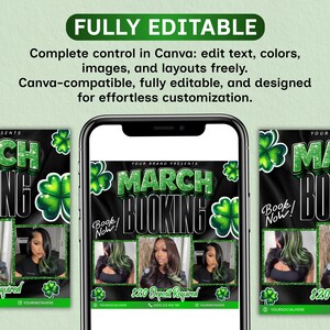 March Booking Flyer, March Flyer, March Books, Book Now Flyer, March Madness Flyer, MUA Lashes Nails Hair March Flyer, Canva Editable
