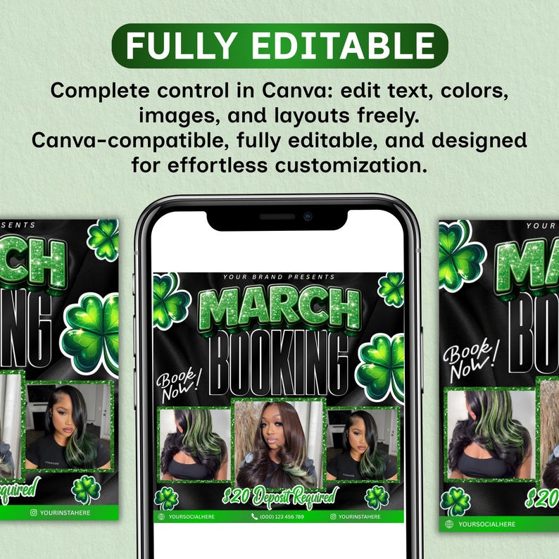 March Booking Flyer, March Flyer, March Books, Book Now Flyer, March Madness Flyer, MUA Lashes Nails Hair March Flyer, Canva Editable