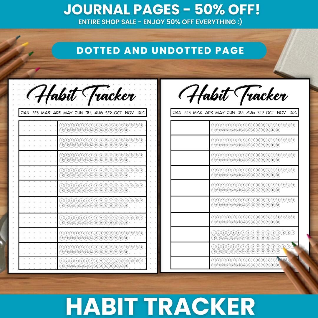Monthly Habit Tracker Printable / Minimalist Daily Habit Tracker ...