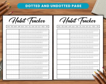 Monthly Habit Tracker Printable / Minimalist Daily Habit Tracker / Planner 2025 Bullet Journal Page / Goal Tracker PDF Planner /Mood Tracker