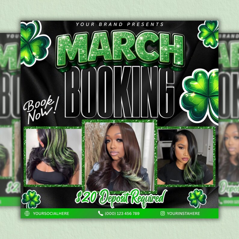 March Booking Flyer, March Flyer, March Books, Book Now Flyer, March Madness Flyer, MUA Lashes Nails Hair March Flyer, Canva Editable
