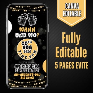 Lustige digitale Einladung zum Geburtstag, animierte Video eCard, Alpaka Karte, Whatsapp Einladung, Canva-Vorlage, Sofort-Download