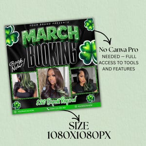 March Booking Flyer, March Flyer, March Books, Book Now Flyer, March Madness Flyer, MUA Lashes Nails Hair March Flyer, Canva Editable