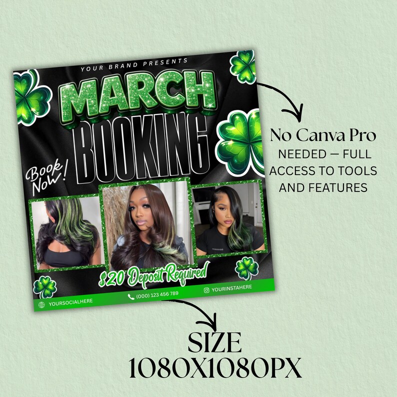 March Booking Flyer, March Flyer, March Books, Book Now Flyer, March Madness Flyer, MUA Lashes Nails Hair March Flyer, Canva Editable