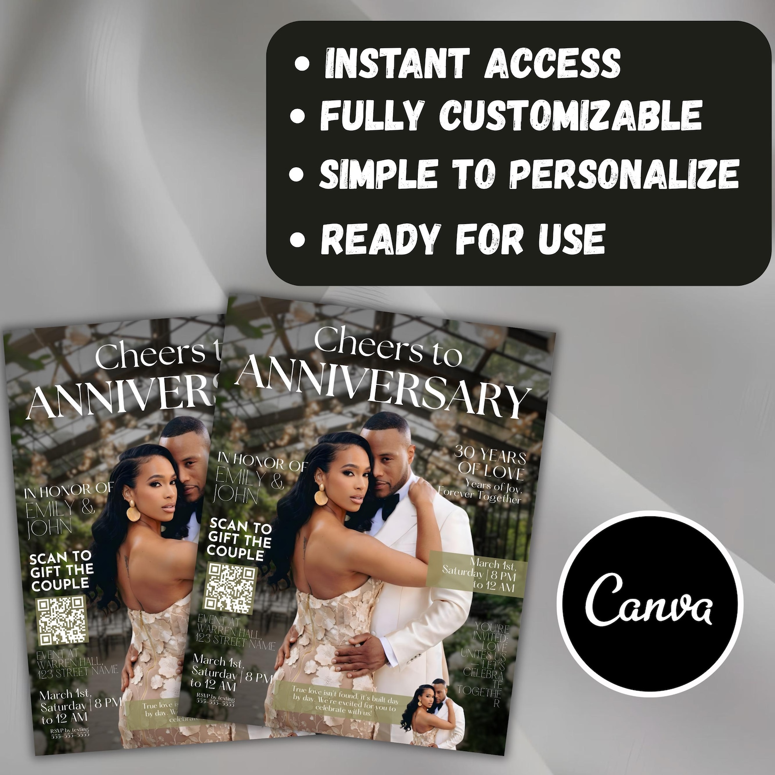 Couple Magazine Template, Wedding Anniversary, Personalized Couple