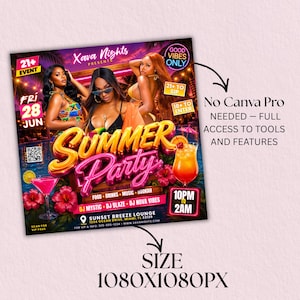 Pool Party Invite Flyer, Wet And Wild Summer Party Flyer, Dj Party Invitation, Club Flyer, Event Flyer, Urban Party Flyer, Editable Canva
