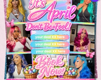 Boekingsflyer april, boekingsflyer voorjaar, april Books Open, april Afsprakenflyer, flyer wimpernagels, bewerkbaar op canvas