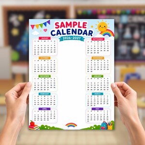 Editable Rainbow School Calendar Canva Template (10-Month Planner)