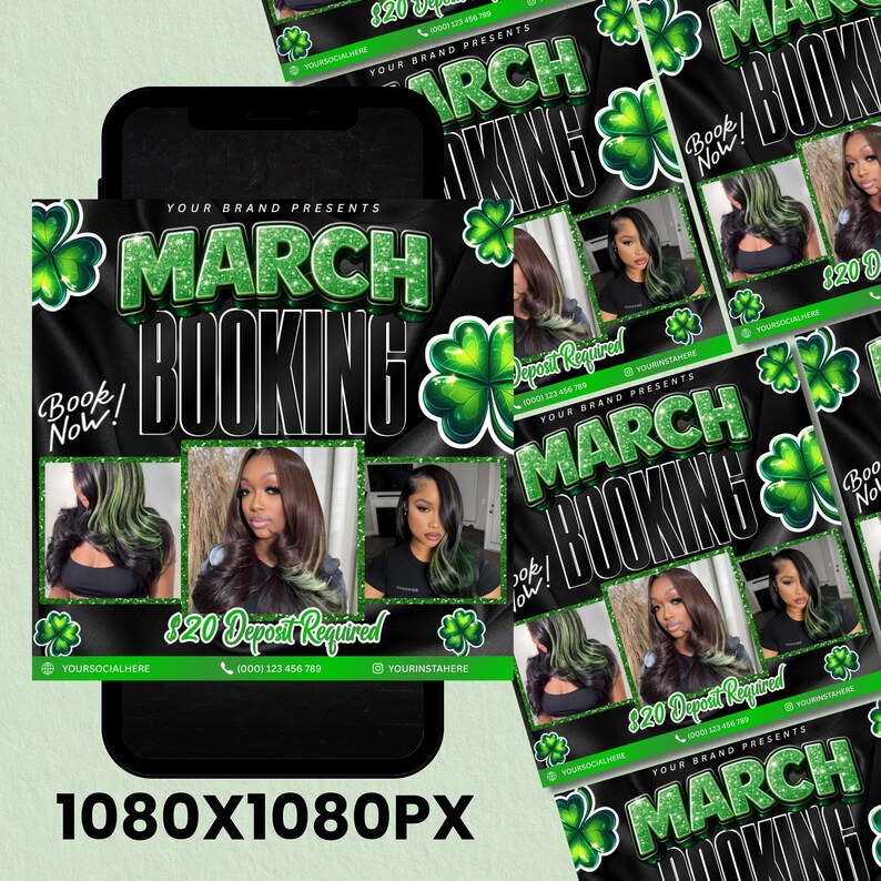 March Booking Flyer, March Flyer, March Books, Book Now Flyer, March Madness Flyer, MUA Lashes Nails Hair March Flyer, Canva Editable