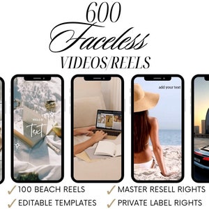Bundle of 600 Faceless Instagram Videos/Reels Boho Dark Beachy Aesthetic Faceless Marketing Content Library MLR PLR Canva Done For You