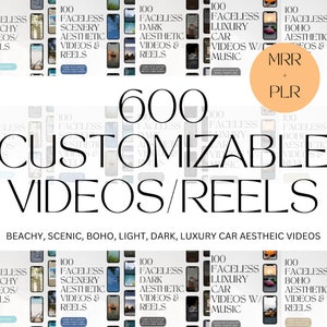 Bundle of 600 Faceless Instagram Videos/Reels Boho Dark Beachy Aesthetic Faceless Marketing Content Library MLR PLR Canva Done For You