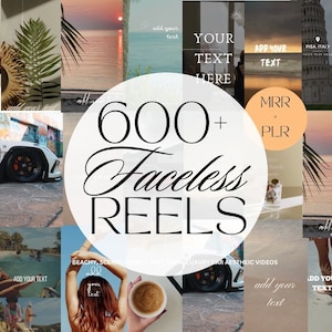 Faceless Reels,  Instagram Videos, Bundle of 600, Boho Dark Beachy Aesthetic Faceless Marketing Content Library MLR PLR Canva Done For You
