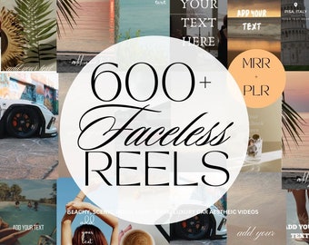 Faceless Reels,  Instagram Videos, Bundle of 600, Boho Dark Beachy Aesthetic Faceless Marketing Content Library MLR PLR Canva Done For You