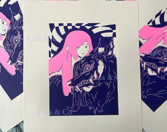 Bubbline Tricolor Silkscreen Print, Adventure Time, Tote bag, Cropped, Shirts, Totes, Yuri, WLW, Cute, Bubblegum, Marceline, Poster