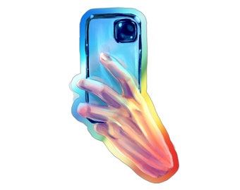 Neon Phone Holographic Die-cut Stickers