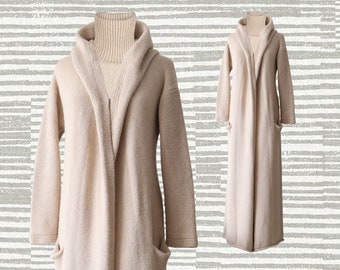 Cardi coat, Capote coat soft felted royal alpaca 100%  hooded or non hooded with belt. Color: Beige.