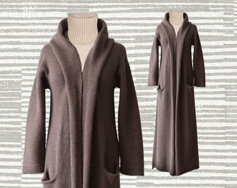 Cardi coat, Capote coat soft felted royal alpaca 100%  hooded or non hooded with belt. Color: Taupe.
