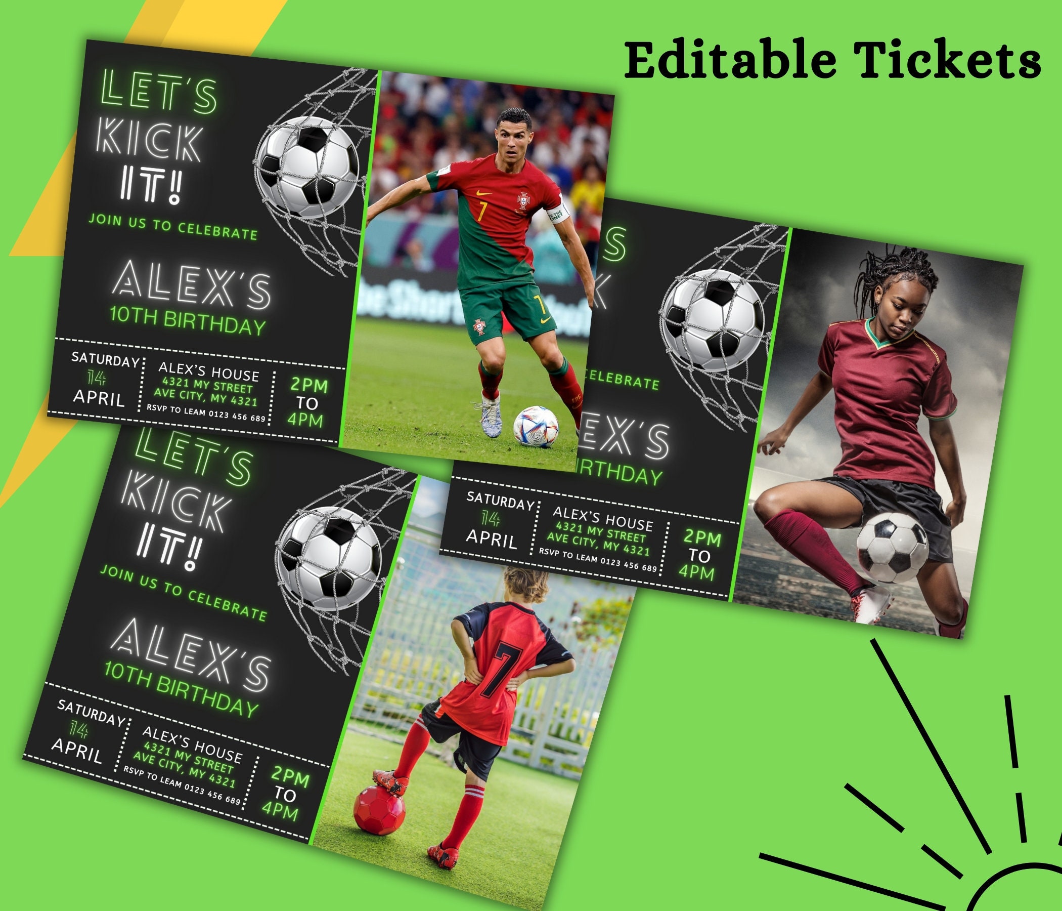 Editable Soccer Birthday Invitation Card Template Football Invitation Editable Soccer Birthday Invitation Card Template Football Invitation