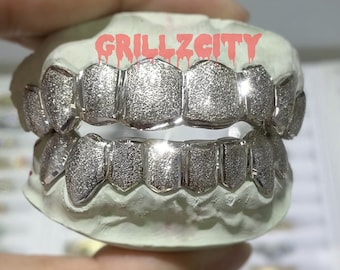 Custom Fitted White Gold | Yellow gold Diamond Dust Custom Grillz | Premium 925 Silver with free mold kit and Free shipping by Grillzcity