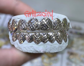 Custom Fit Grillz Real Gold / 925 Silver Grillz Premium diamond Cut Custom Grillz with free mold kit and shipping by Grillzcity