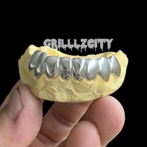 Custom solid Gold Grillz / 925 Silver Grillz , Permanent Cut / Deep Cut Grillz with free mold kit and shipping included / Fast turnaround image 3